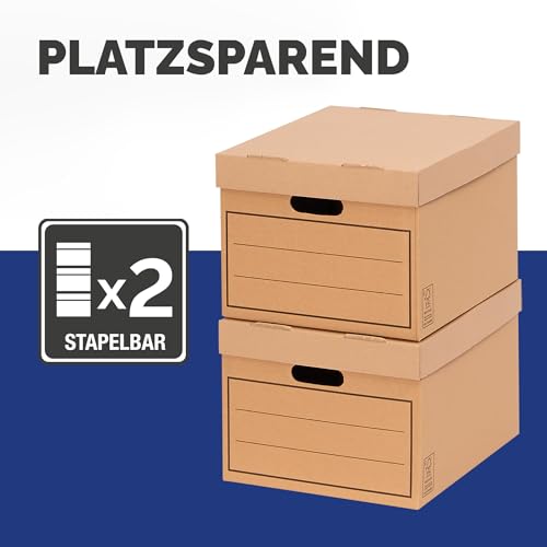 BANKERS BOX Aufbewahrungskarton mit Deckel aus stabiler B-Flute Wellpappe, braun, für Haushaltsgegenstände, Spielzeug, Dokumente, 100% recycelt und recycelbar, 10 Stück