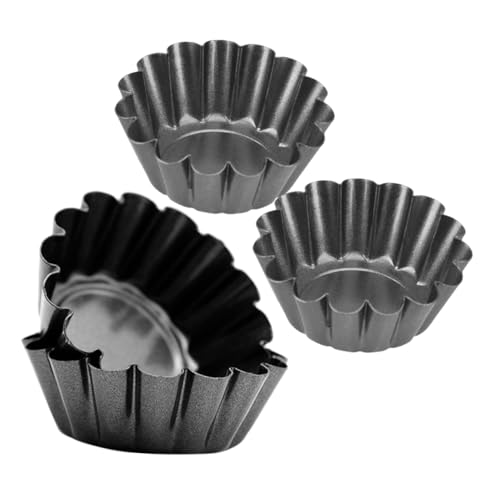 OUNONA 4pcs Tart Mould Carbon Steel Cupcake Moulds DIY Baking Molds With Grooved Edges Egg Tart Carbon Steel Mold Cheesecake Mould