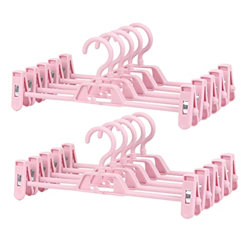 Unomor 10pcs Stacked Trousers Hanger Trousers Hanger Anti- Slip Hanger Skirt Hangers Adjustable Pants Rack Pants Hangers Closet Clothes Hangers Clothes Slack Hangers Plastic Pink
