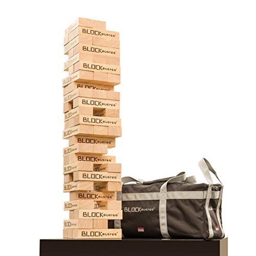 54 Pieces Smoothly Finished Hardwood Tumble Block Set with Carrying Bag