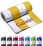 Personalized Embroidered Cabana Striped Beach Towels for Adults & Kids, Large (35'x62') - Custom Soft Cotton Pool & Bath Towels