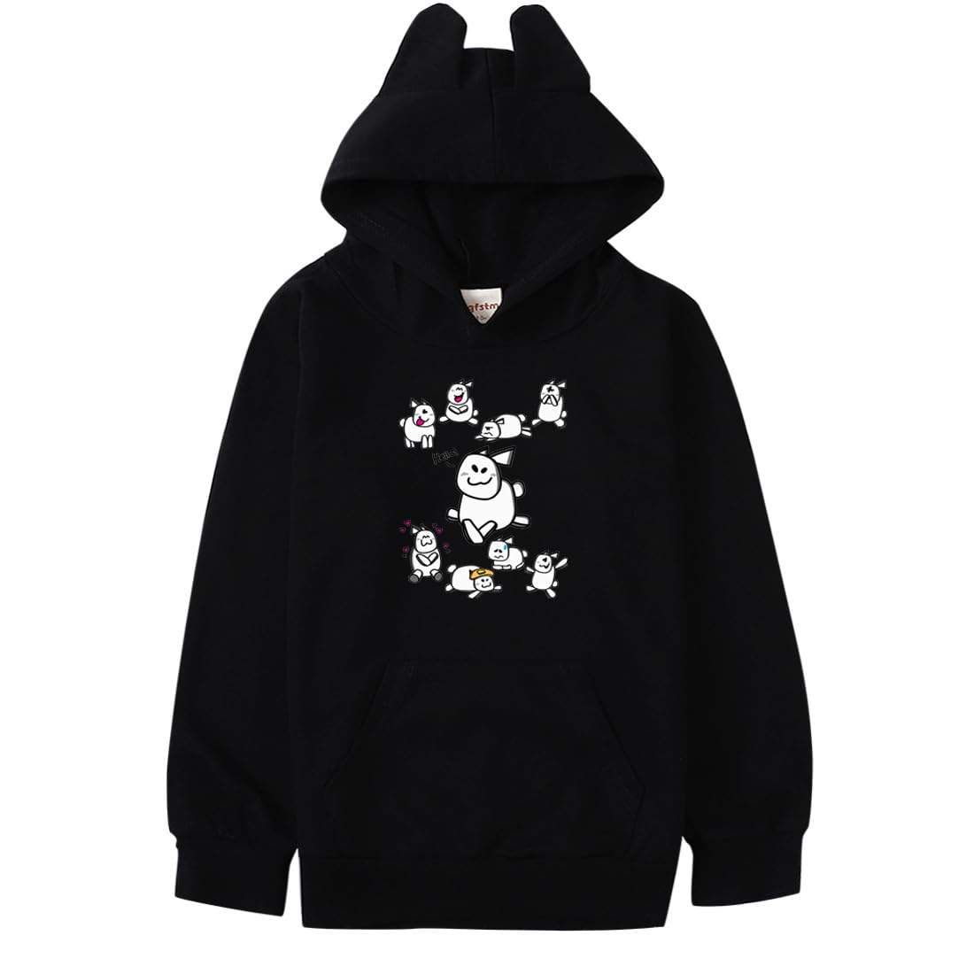 Hzsyc Boys Black Kids Funny Cute Rabbit Gubby Hoodie Forsaken Gubby Cat's Ear Shaped Sweatshirt (,13-14Years)