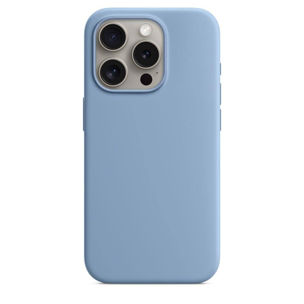 Coque silicone liquide pour iPhone 15 Pro Max Plus bleu - 5