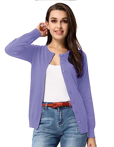 GRACE KARIN Purple Cardigan Sweaters for Women Dressy Lightweight Cardigans Button Down Sweaters Spring Clothes XXL — view 2