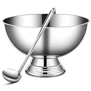 3 Gallon 12L Stainless Steel Champagne Bucket Punch Bowl with Ladle Ice Bucket for Parties Metal Wine Bowl with Base Large Size Ice Bowl for Wine Beer Home Bar Parties