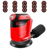 Roadtime Exzenterschleifer für Milwaukee 18V Akku(no Akku),125mm Schleifmaschine 20,000 U/min, 3 Geschwindigkeiten mit Staubfangbehälter und 20 Schleifpapier, für Holzbearbeitung,Schleifarbeiten