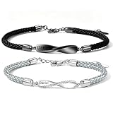 Set di 2 braccialetti personalizzati con nome infinito, gioielli regolabili per coppie, regali di San Valentino per fidanzato, fidanzata, moglie, marito, amante, coppia di braccialetti di collegamento