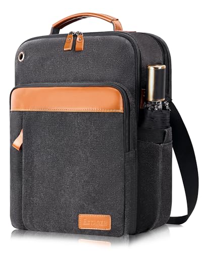 ESTARER Umhängetasche Herren, Schultertasche 13 Zoll kleine, Herrentasche Kuriertasche aus Canvas für Arbeit Schule Reise, Dunkelgrau