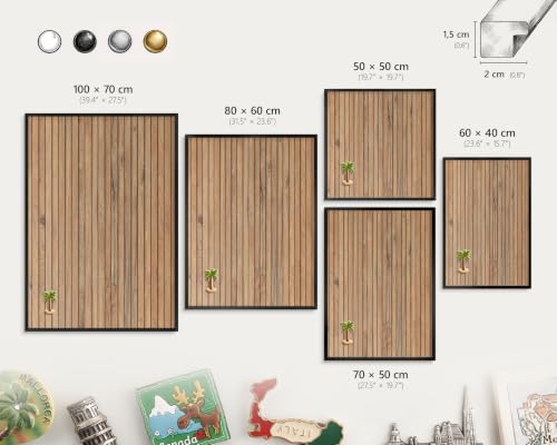 Panel fotográfico magnético 80x60 cm con marco negro y diseño de madera 3