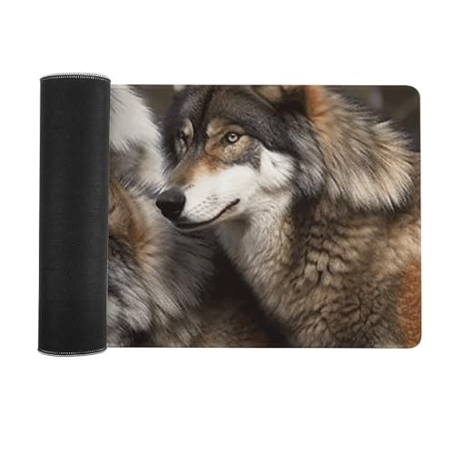 Tapis de souris de jeu et sous-main étanche avec loups colorés pour la maison - 3