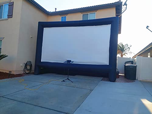 Image of 24 Feet Inflatable Projector Movie Screen Outdoor Indoor, Portable Blow Up Cinema Projection Screen, with Air Blower, Tie-Downs and Storage Bag, for Backyard Pool Party Movie Nights