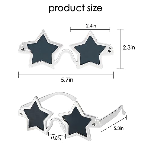 Star Shape Sunglasses - 2 PCS Pentagram Glasses for Graduation Grad Party Prom Photos Props Frame Fancy Eyeglasses for Girls Boys Women2