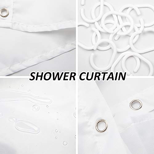 Shower Curtain Set with Bath Rug, Aurora Lanscape Bathroom Accessories Decor Polyester Fabric Shower Curtains with Hooks 72\"x72\" and Non-Slip Bath Mat 18\"x30\"