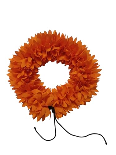 Image of Artificial Flowers for Indian Classical Dance |12 inch Polyester Cloth Mullai Poo Gajra for Bharatanatyam | Reusable Faux Jasmine Garland | Hair Accessory for Wedding (Light Orange)