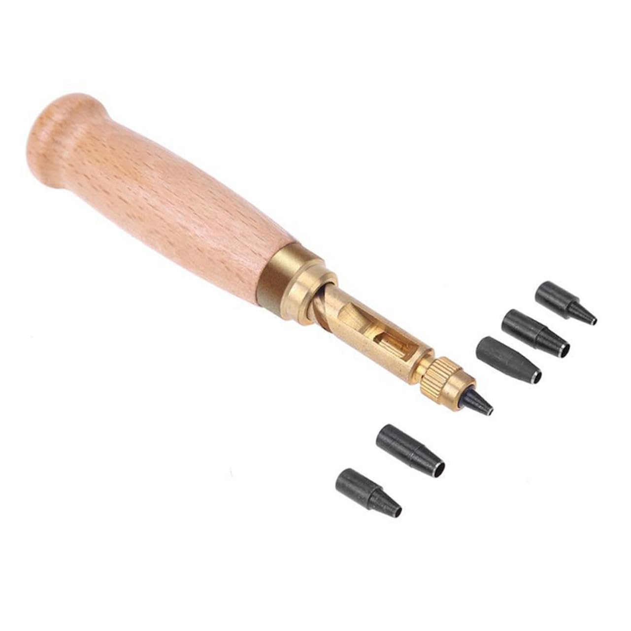 3 Piezas Herramienta Perforadora de Cinturones Automática Silenciosa con Cabezales Intercambiables para Cuero y Manualidades DIY Resistente Aleación