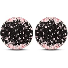 AFPANQZ Car Coasters for Drinks Rubber Cherry Blossom 2.75" Pink Black