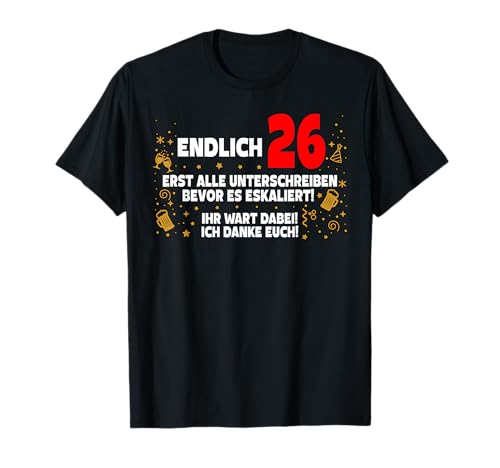 Finalmente 26 libro de visitas para firmar 26 cumpleaños Camiseta