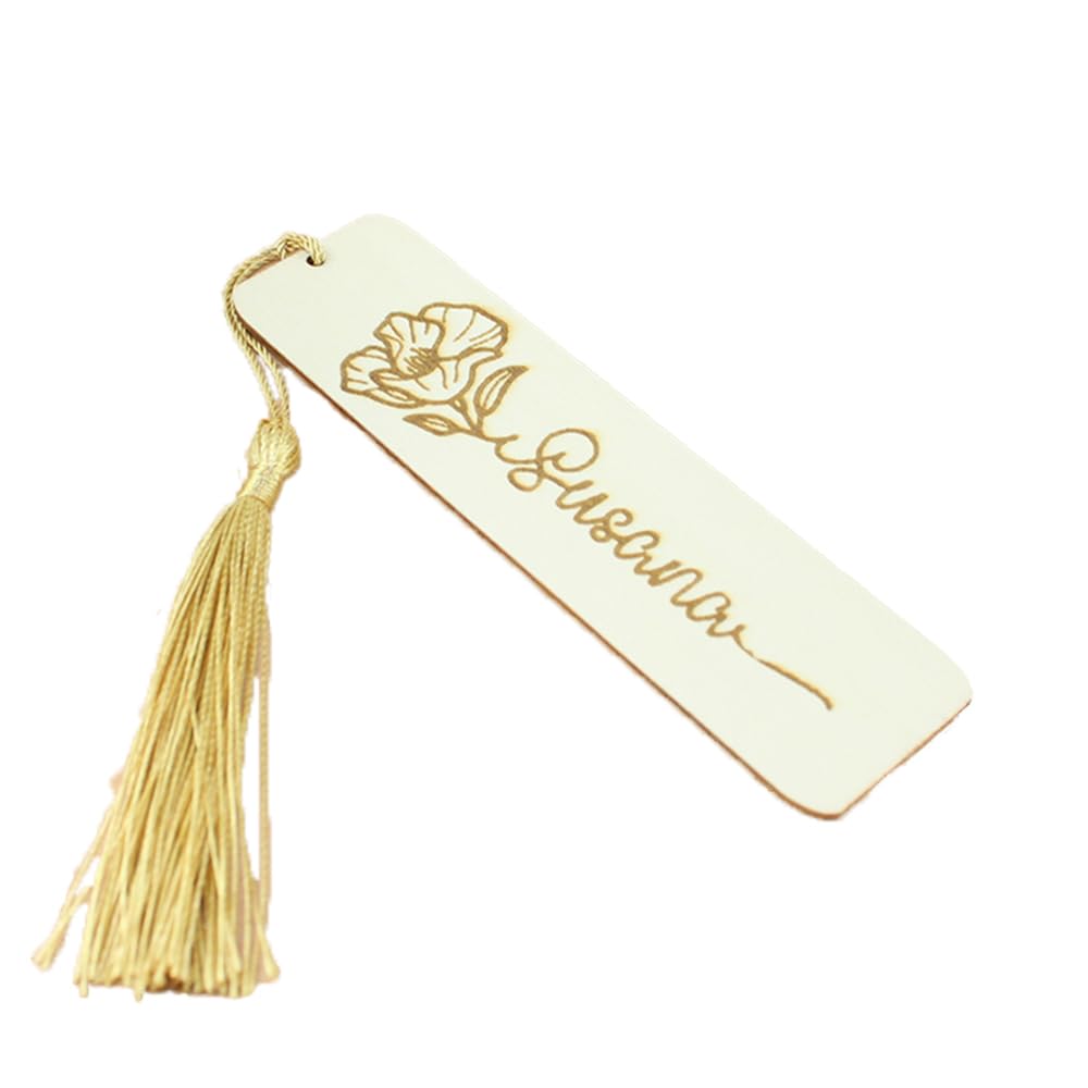 Levenalm Leven Punto de libro madera personalizado Marcapáginas de madera Marcapáginas de metacrilato | Día del libro | Regalo profe, pareja, amigos, mamá, papá, abuela, abuelo | Flor de nacimiento