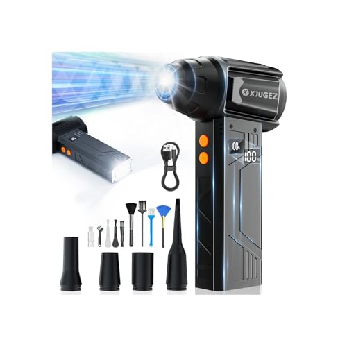 XJUGEZ Soplador de Polvo Eléctrico,180000RPM Mini Soplador de Aire Potente de 4 Velocidades,Aire Comprimido Limpieza PC,Laptop,Teclado,Casa y Auto con Kit Limpieza PC en Lugar de Spray Aire Comprimido