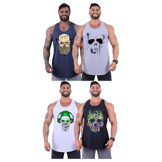 Kit 4 Regatas Longline Masculina MXD Conceito Academia Musculação Treino Gym Cavada Tank (G, Opção 11)