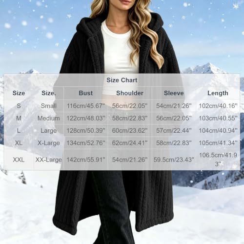 TERGHTP Womens Fleece Jacket Sherpa Hooded Open Front Winter Long Coat - image 4