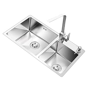 Sgenee CFSCAO4127 Doppelspülbecken Edelstahl 76,2 cm