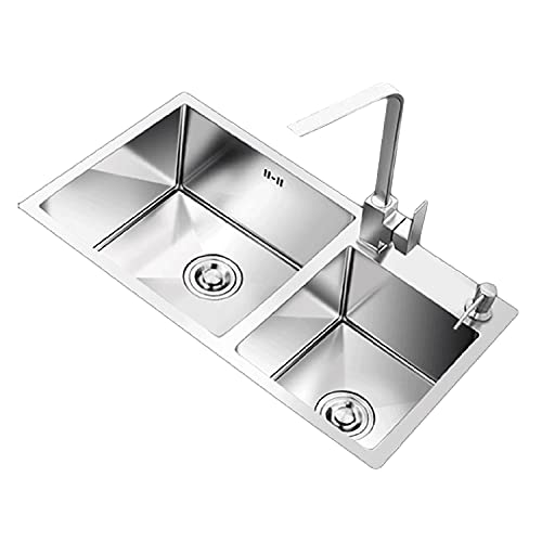 Sgenee CFSCAO4127 Doppelspülbecken Edelstahl 76,2 cm