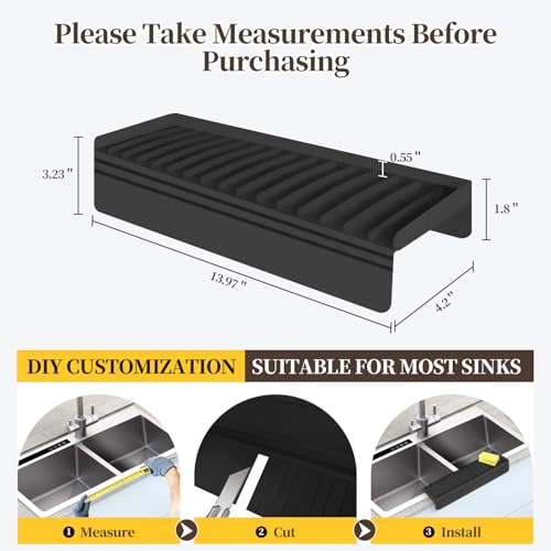 Protetor de borda de pia de silicone de 10 cm x 35 cm, protetores contra respingos de pia de cozinha