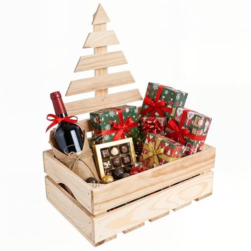 Creative Deco Holzkiste mit Weihnachtsbaum | Holzbox Adventskalender...