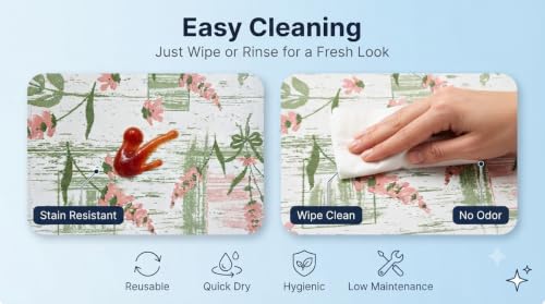 Image of Dribble (45cm X 300cm) Eva Shelf Liner Mat Roll, Non Slip Drawer & Cabinet Liner for Kitchen, Waterproof Oilproof Washable Fridge Mat, Anti Skid Multipurpose Mat (Floral Hormony Peach)