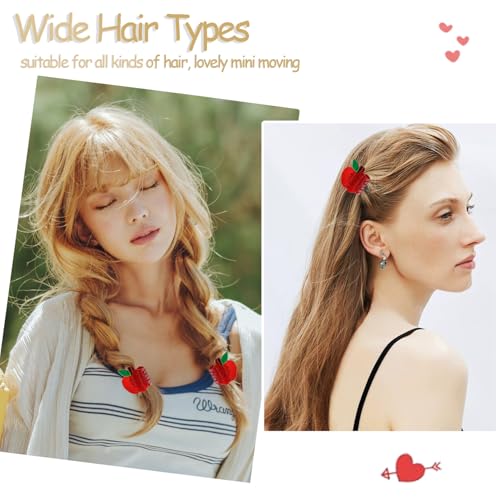 4 pinzas para el cabello con diseño de manzana roja miniatura 7