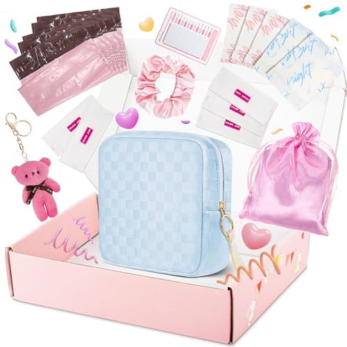Image of Likesing First Period Kit for Girls, 5.3 inch Checkered Tampon Holder for Purse, Menstrual Starter Tampon Bag Pad Pouch, Emergency Sanitary Napkin Storage Bag Teen Period Kit Gifts for Tweens