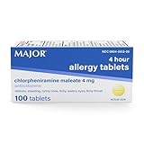 MAJOR 4 Mg Allergy Tablets - Chlorpheniramine Maleate 4-Hour Allergy Medicine - Antihistamine for Relief of Sneezing, Itchy Watery Eyes, Itchy Throat, and Runny Nose - 100 Count (1 Pack)