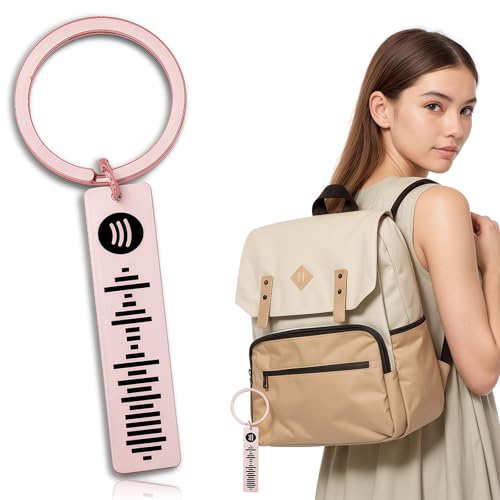 ZmdecQna Spotify Code - Llavero personalizado con diseño de llavero personalizado para amantes de la música, llavero de acero inoxidable duradero para cumpleaños, aniversarios y regalos de graduación