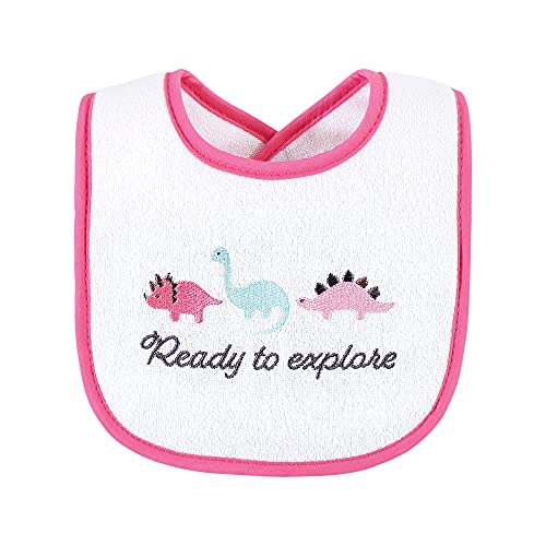 Hudson Baby Unisex Baby Cotton Terry Drooler Bibs With Fiber Filling, Girl Dino, One Size #TOP5