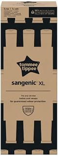 Tommee Tippee Twist and Click Sangenic XL Nappy Bin, Holds up to 60 Nappies, Eco-Friendlier System, Includes 1x Refill Cassette with Sustainably Sourced Antibacterial GREENFILM White