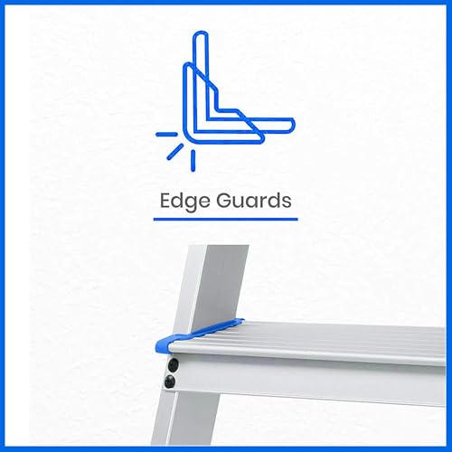 Image of Casa Copenhagen Designed in Denmark, 5-Step Foldable Aluminium Ladder Laser Cut with Super Advance Sure-Hinge Technology,7 Years Warranty - Blue