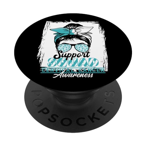 Messy Bun Support Awareness Squad I Cáncer de cuello uterino PopSockets PopGrip Intercambiable