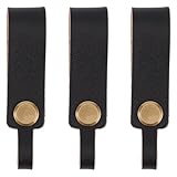 CALFOVERA 3PCS Black Genuine Leather Key Chain Holder Cowhide Keychain Connector Key Fob Organizer Detechable Handmade Full Grain Leather Hook Ring Loop Lanyard Belt Strap Keyring for Men Women Purse