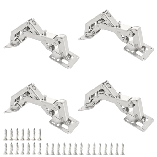 Qrity 4 PCS 130-175 Degree Adjustable Cabinet Hinges, Hydraulic, No Noise, Soft Close Cabinet Hinges with Screws, for Cabinet, Cupboards, Wardrobe