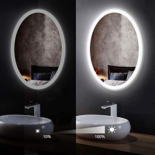 Dimmable Led Bathroom Mirror, Antifog Oval Modern Make Up Mirror With Light, Vertical Fashion Led Wall Light 24 X 32 In Vertical With Touch Sensor (Cl054-2432-Ts) #TOP2