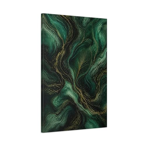 Toile Nature Leaf Emerald Gold pour habiller un mur vide