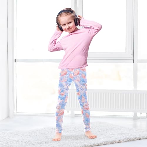 ALAZA Girls' Leggings Children's Yoga Pants Skinny Printed Dance Pink Shell Comfortable 4T3