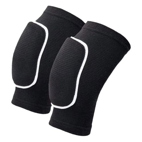 Healeved 1 Pair Women's Volleyball Knee Pads Black White Trim Adjustable Fit for Youth Adults Soft Breathable for