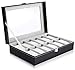 Boîte à Montres avec 12 Compartiments, Ohuhu Coffret à Montres, Boite pour Montres et Bracelets, Rangement montre avec serrure boîte à montre, Gris