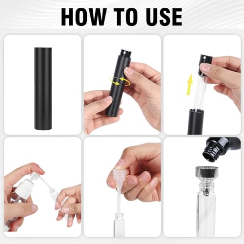 10ml Refillable Travel Perfume Spray Bottle - Portable Cologne Atomizer with 3 Transfer Tools, Leak-Proof - Travel Essentials for Men & Women, Matte Black - Image 7