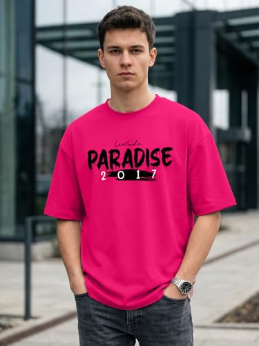 Image of LEOTUDE Men's Oversized Drop Shoulder Cool and Stylish Half Sleeve Round Neck Baggy Fit Graphic Printed Design Combo T-Shirt for Man's (Color Purple)