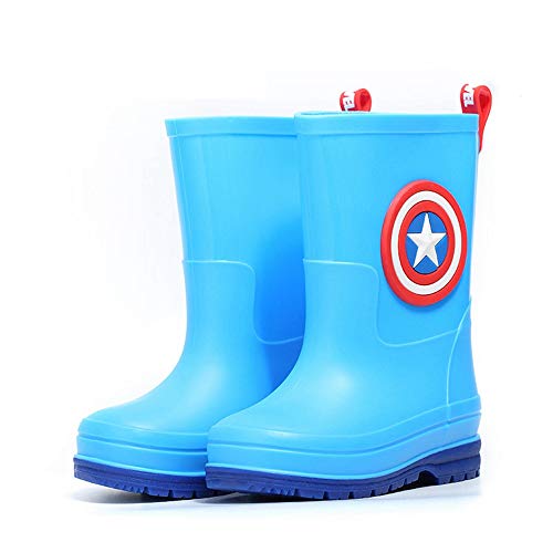 RKIDA Kids Boys Girls Cartoon Waterproof Rain Boots Captain America (12 Little Kid)