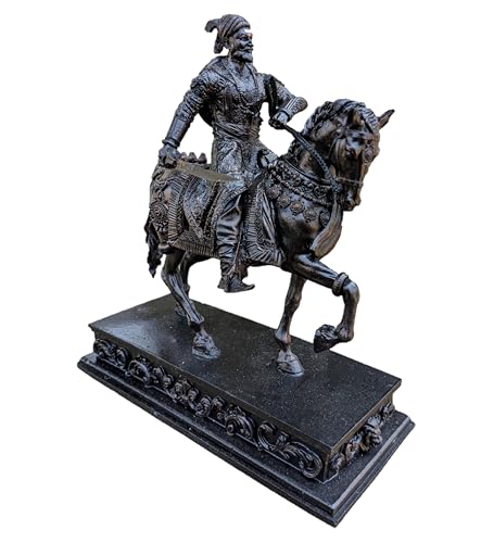 Image of Chhatrapati Shivaji Maharaj Ashwarudh Murti Statue 7 inch for Home and Car Dashboard (on Horse) (Copper)
