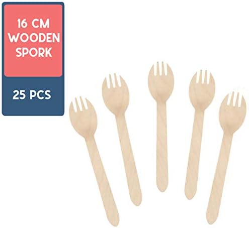Handcrafted Biodegradable Disposable Sporks – 5.5 Inch Eco-Friendly Pack of 25